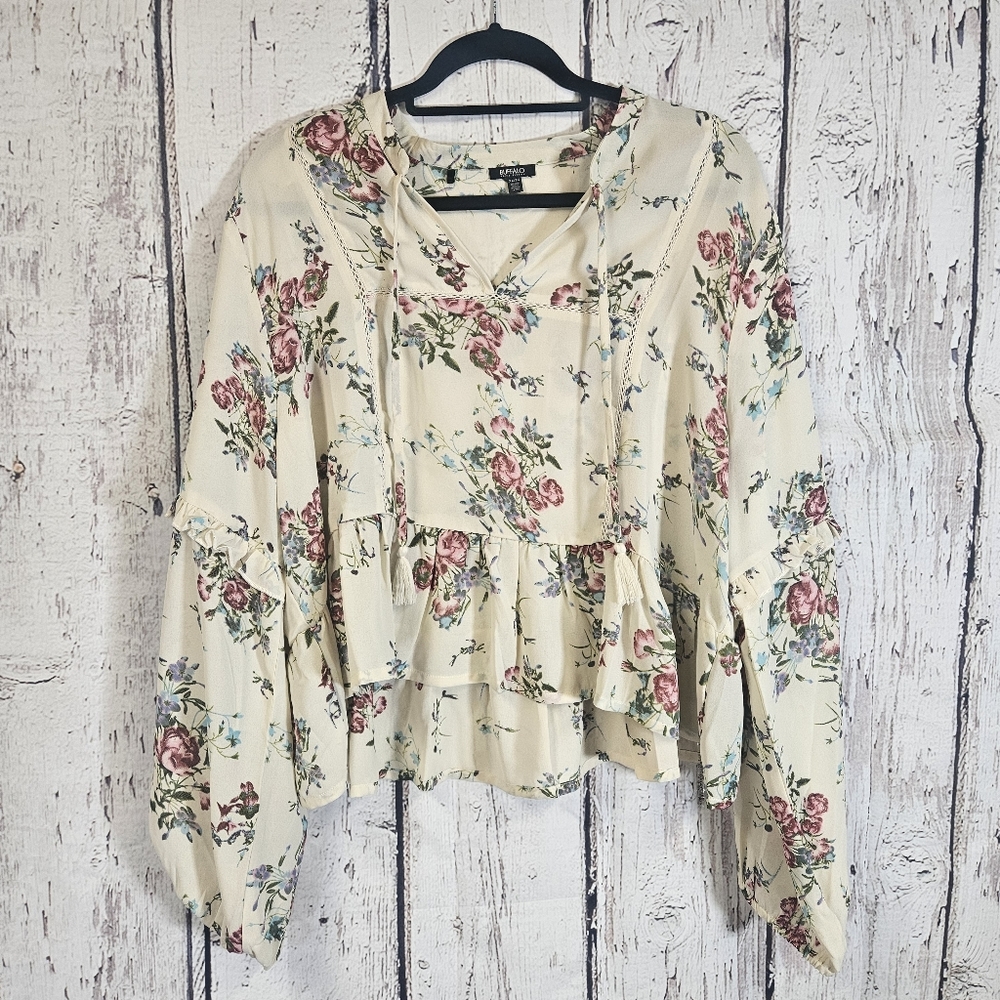 Buffalo Floral Boho High Low XL Blouse